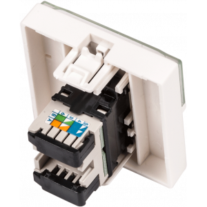 45x45 Mosaic insert, RJ-45 UTP, category 5e, with shutter and enlarged label field, white